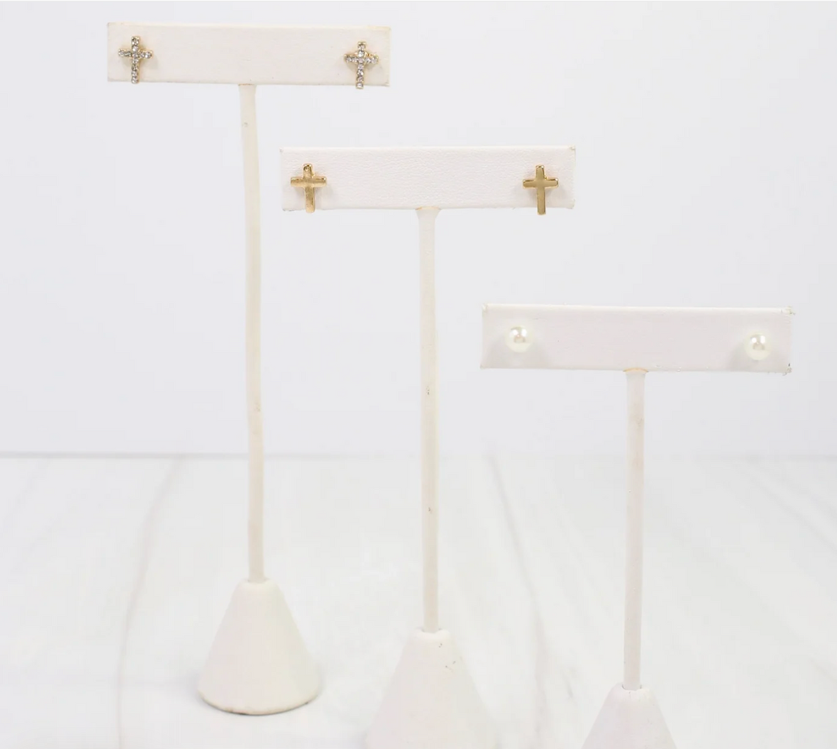 Cross and Pearl Earring Set